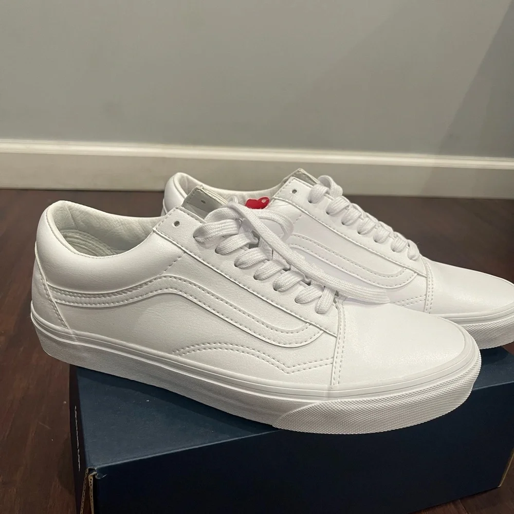 Vans Off The Wall Old Skool Classic Tumble Shoe - All White, New - Picture 4 of 4